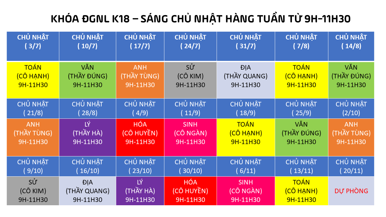 Thời khóa biểu khóa K18 _2022